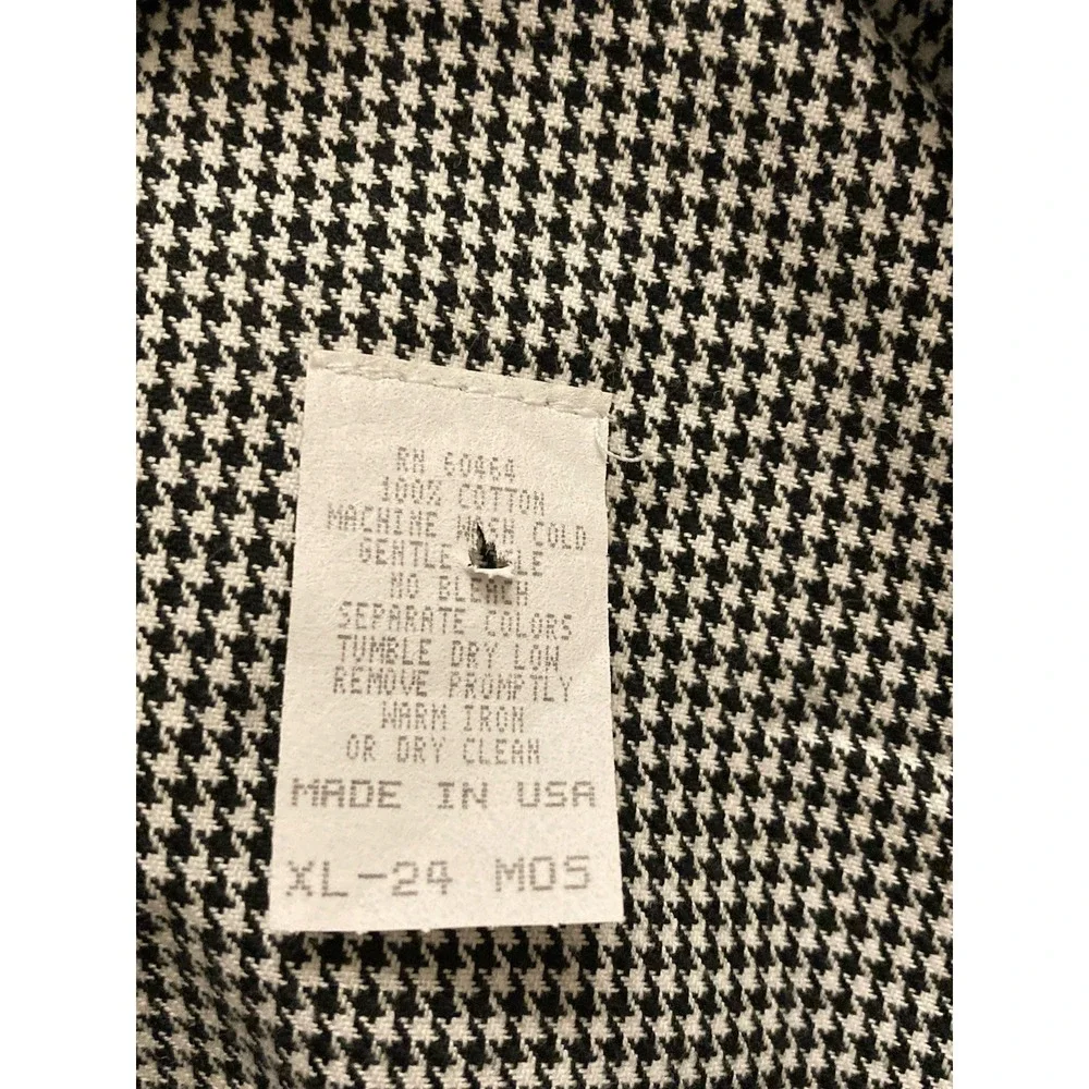 Vintage Kids Houndstooth Bibs Scottie Dog Jumpsuit Romper 24m Black‎ White
